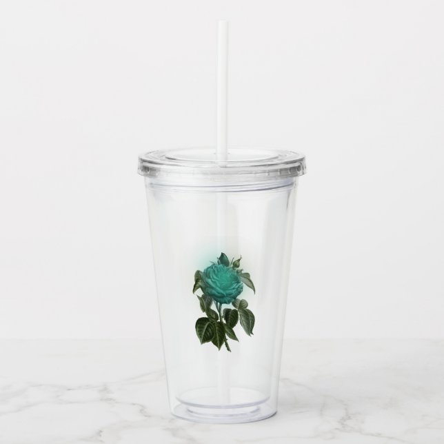 Vintage turkos ros take away mugg (Framsida)