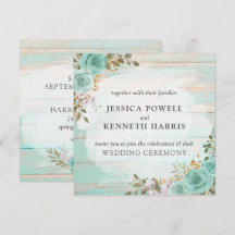 Vintage Turkos Rustik Trä Blommiga Rosor Bröllop