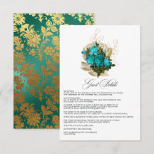 Vintage Turquoise och Guld Bröllopsgästinformation