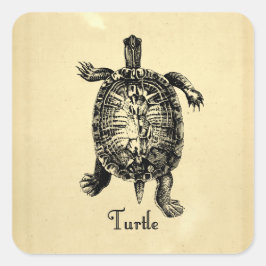 VINTAGE TURTLE FYRKANTIGT KLISTERMÄRKE