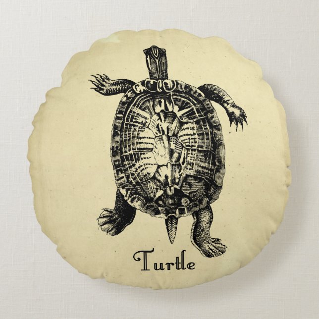 VINTAGE TURTLE RUND KUDDE (Framsidan)