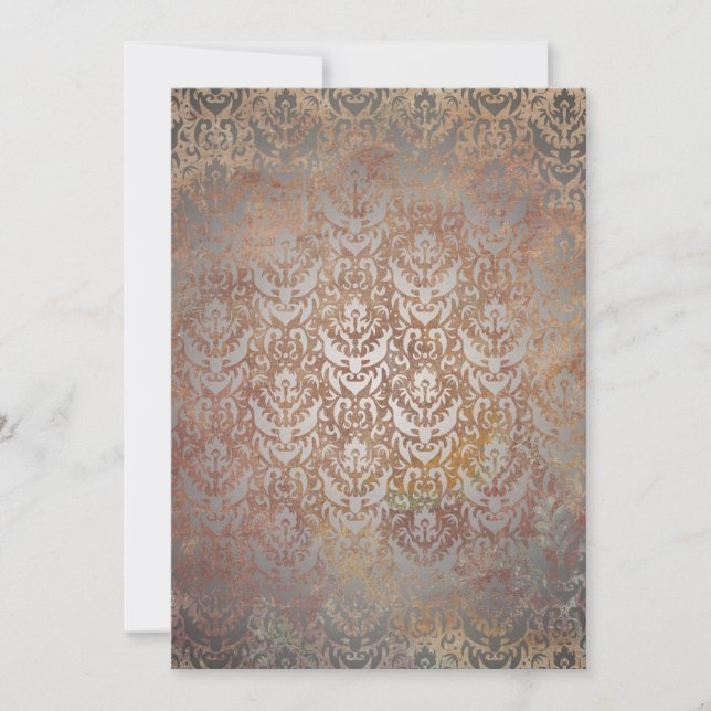 Vintage Tuscan Damask Elegant Lagerad Kort (Framsida)