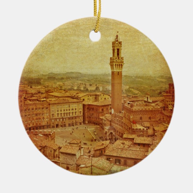 Vintage Tuscany, Medieval Siena Julgransprydnad Keramik (Framsidan)