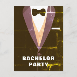Vintage Tuxedo Bachelor Party-inbjudan Inbjudan Vykort