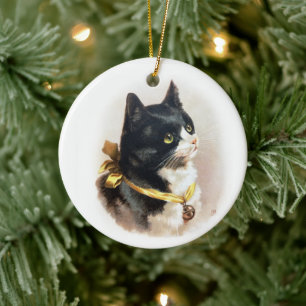 Vintage Tuxedo Cat Art by H. Maguire ・ Ornament