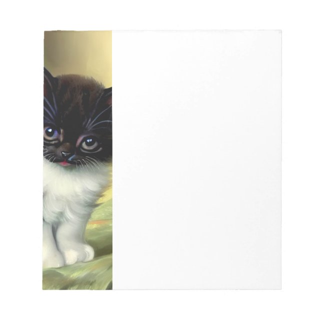 Vintage Tuxedo Kitten Illustration Anteckningsblock (Framsida)