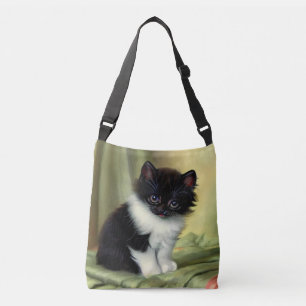 Vintage Tuxedo Kitten Illustration Axelväska