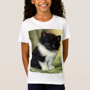 Vintage Tuxedo Kitten Illustration T Shirt