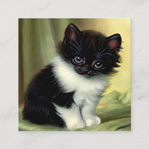 Vintage Tuxedo Kitten Illustration Tilläggskort
