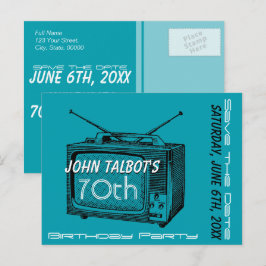 Vintage TV 70-årsfirande Spara datum Meddelande Vykort