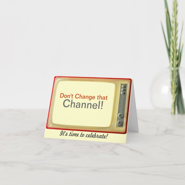 Vintage TV-födelsedagskort Kort (Framsida)