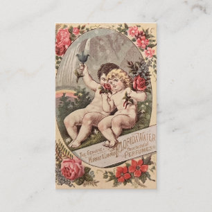 Vintage två Änglar med blommor Visitkort