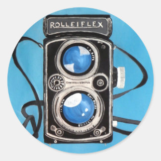 Vintage Twin Lens Camera Runt Klistermärke