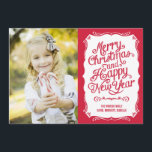 Vintage Type Holiday Photo Card - Red Julkort<br><div class="desc">Celebrate the season with this modern and stylish holiday card from Berry Berry Sweet. Visit WWW.BERRYBERRYSWEET.COM for more of our stylish holiday collections. More colors are available.</div>