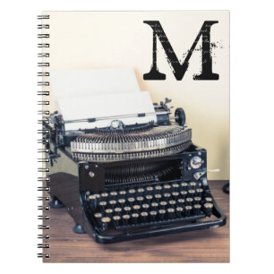 Vintage Type Writer Monogram Initial Note Bok Anteckningsbok
