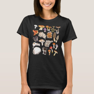 Vintage Typer av champinjon, botaniska svampar T Shirt