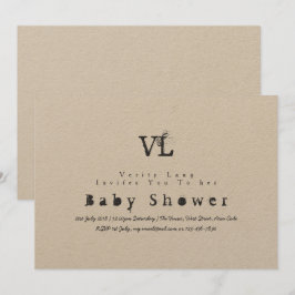 Vintage Typewriter Baby Shower Inbjudan Kraft Inke