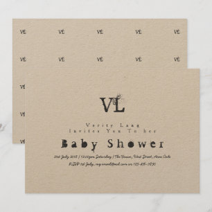 Vintage Typewriter Baby Shower Inbjudan Kraft Inke