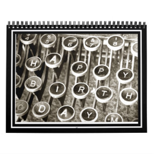 Vintage Typewriter Birthday Hälsning Kalender