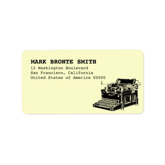 Vintage Typewriter-etikett Adress Adressetikett (Framsidan)