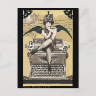Vintage Typewriter Fairy Vykort