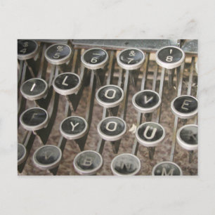 Vintage Typewriter Nycklar "I Kärlek You" Vykort