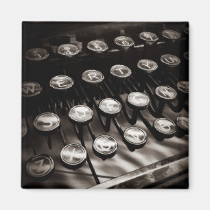 Vintage Typewriter-Nycklar i svartvitt Magnet