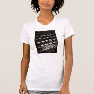 Vintage Typewriter-Nycklar i svartvitt T Shirt