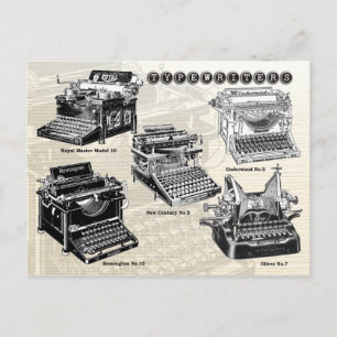 Vintage Typewriter-program - Illustrationer Vykort