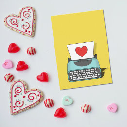 Vintage Typewriter with Red Heart Valentine Day Kort
