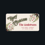 Vintage-typografi God jul botaniskt Adressetikett<br><div class="desc">grönt av vintage,  typografi av God jul. Sofistikerad och konstnärlig sammansättning av färg. Ett modernt,  unikt grafiskt konstverk som skapats för dig. Du kan anpassa den här produkten genom att lägga till ditt eget namn-smeknamn eller monogram eller genom att ändra text. Perfekter för unika utformningar i älskare.</div>