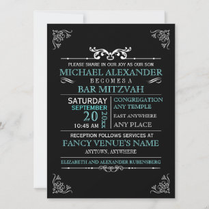 Vintage Typografi Poster Pub-Bat mitzvah Inbjudningar