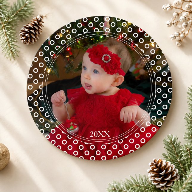 Vintage typografi prickig foto julkort (Vintage Typography Polka Dot Photo Christmas Card)