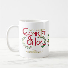 Vintage typografi tröst och glädje jul anpassad kaffemugg