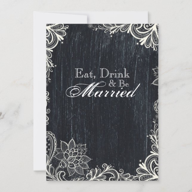 Vintage Typography chalkboard rehearsal middag Inbjudningar (Framsida)