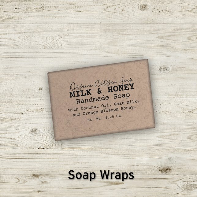 🧼 Vintage Typography Faux Kraft Soap Packaging (Skapare uppladdad)