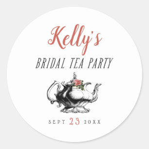 Vintage Typography Möhippa Tea Party Favor Label Runt Klistermärke