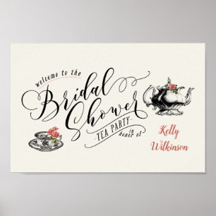 Vintage Typography Möhippa Tea Party Poster