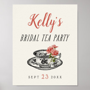 Vintage Typography Möhippa Tea Party Sign Poster