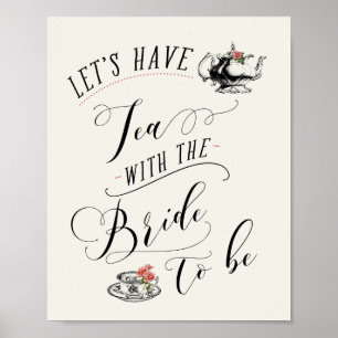 Vintage Typography Möhippa Tea Party Sign Poster