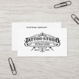Vintage Typography Tattoo Studio Visitkort
