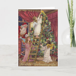 Vintage Tysk Änglar jul Victorian Art Helgkort