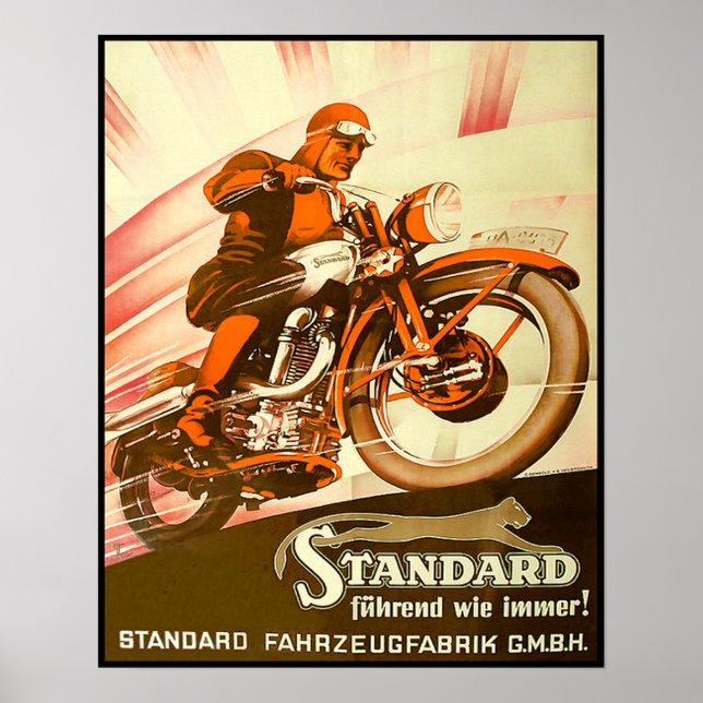 Vintage Tysk motorcykelreklam Poster (Framsidan)