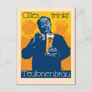 Vintage Tysk ölreklam Vykort