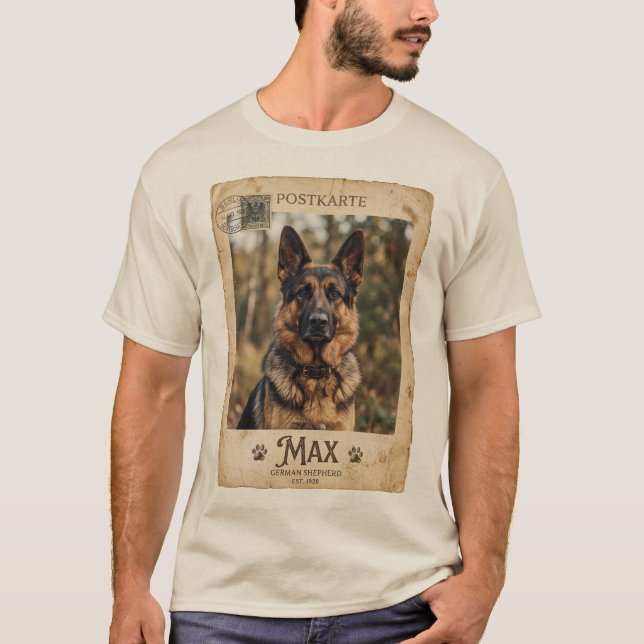 Vintage tysk schäferpersonlig T-shirt | Cus (Framsida)
