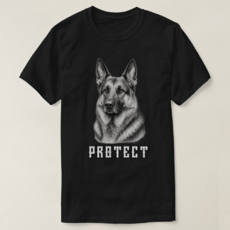 Vintage Tysk Shepherd Skydds Porträtt Design T Shirt