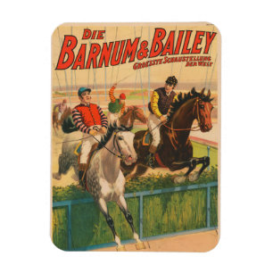 Vintage Tyska cirkusar Poster av jockeys på hästar Magnet