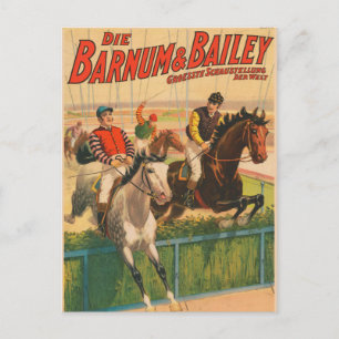 Vintage Tyska cirkusar Poster av jockeys på hästar Vykort