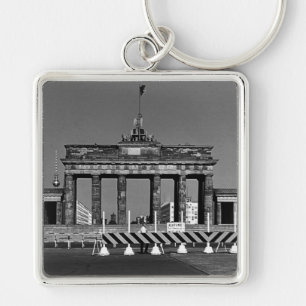 Vintage Tyskland Berlin Brandenburg Grind 1970 Fyrkantig Silverfärgad Nyckelring