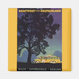 Vintage Tyskland, Gul Buss på Natten, Reskonst Magnet